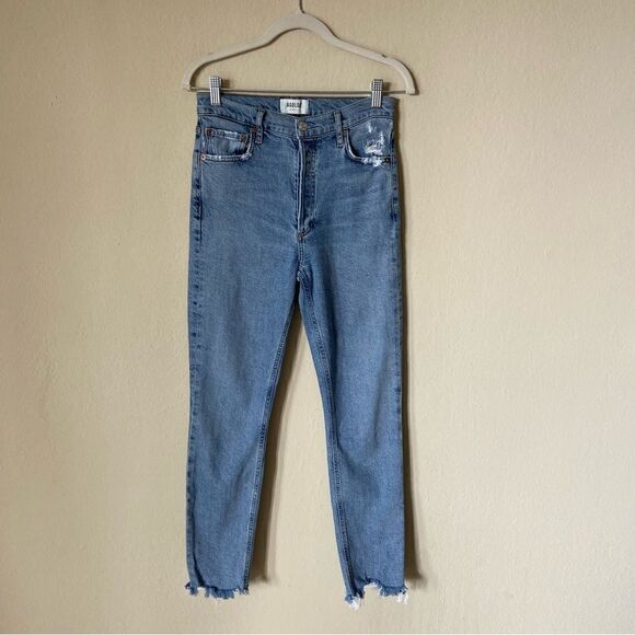 Agolde Nico Blue Jeans Skinny High Rise Slim Fit Cut Out Size 26 - Picture 6 of 11